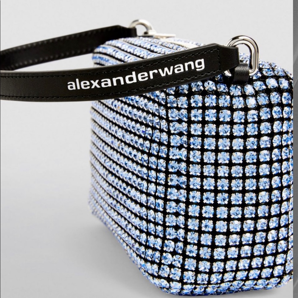 Alexander Wang Mini Pouch Rhinstone Mesh Blue